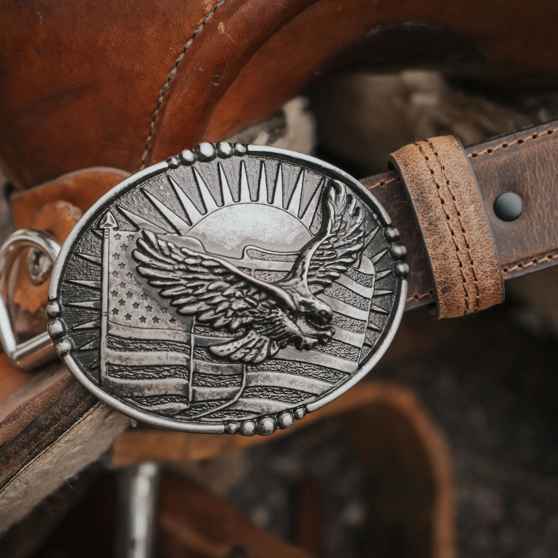 1 1/2" Eagle Plaque Buckle Belt