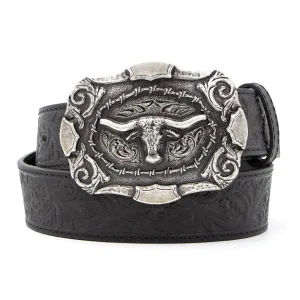 1 1/2" Tooled Longhorn Buckle Belt