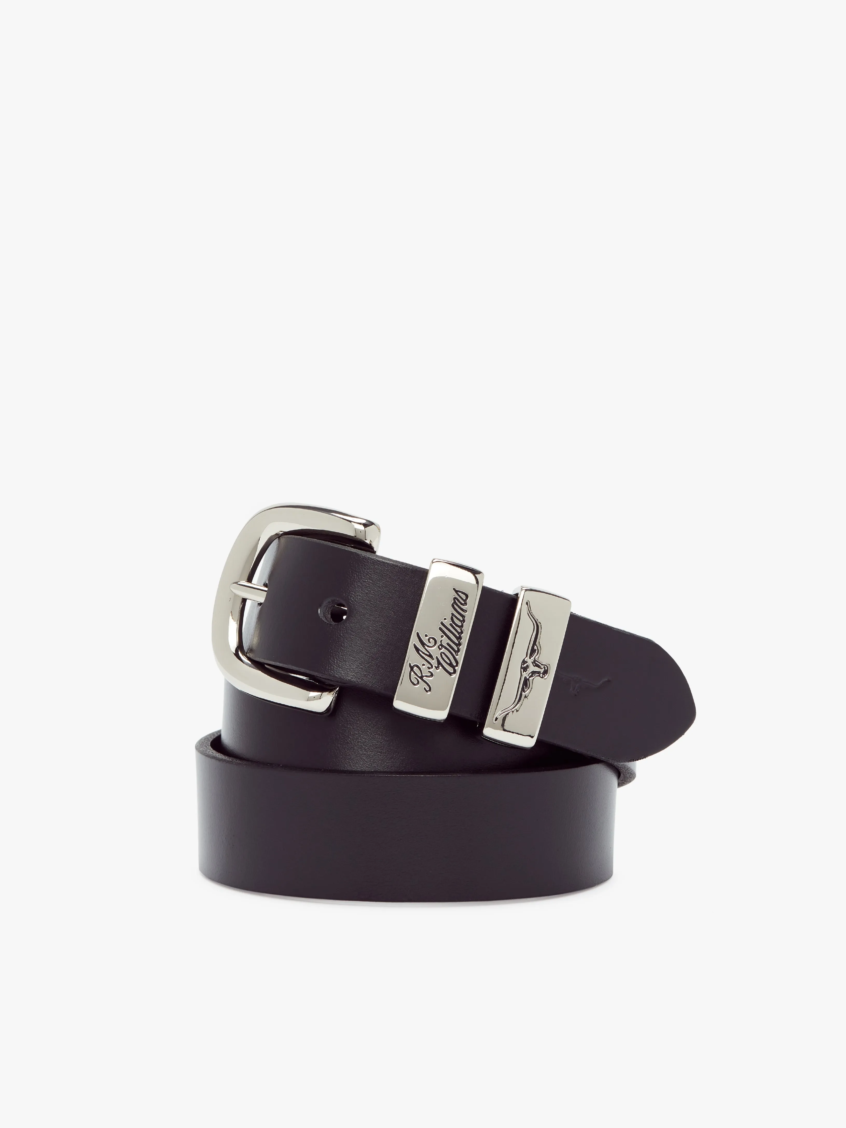 1 1/4" 3 Piece Solid Hide Belt - Black
