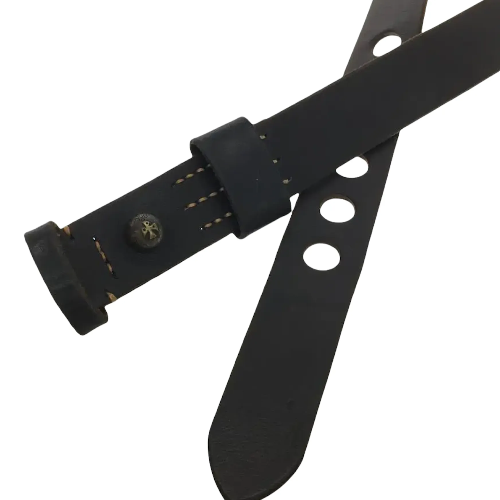 [1] Kapital Leather Potlach Cross Brass Nub Belt