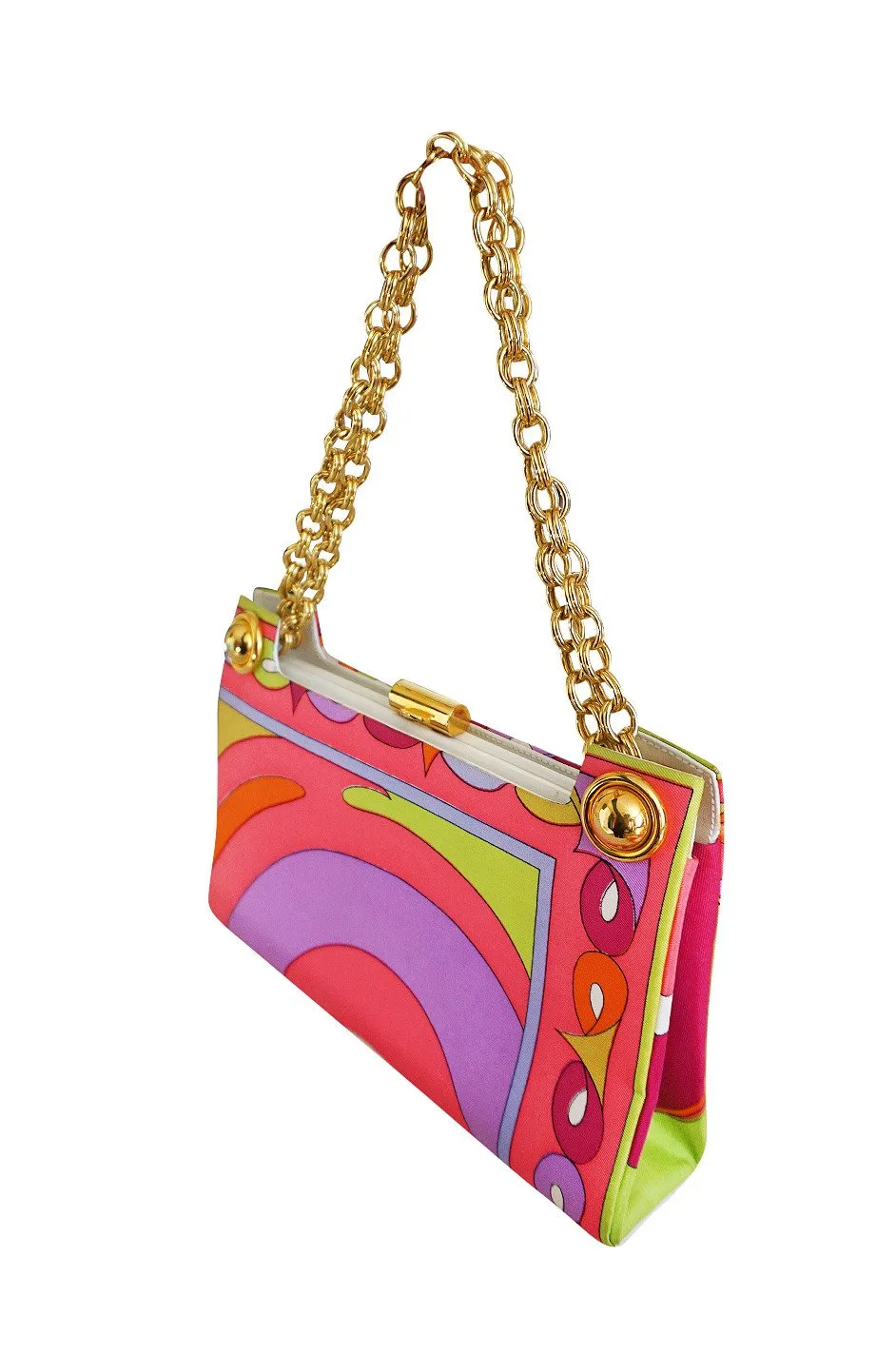 1960s Emilio Pucci Bright Pink Colorful Printed Bag & Matching Silk Scarf