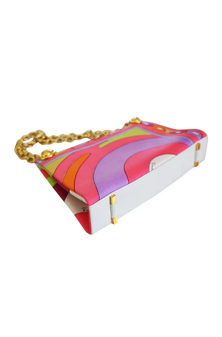 1960s Emilio Pucci Bright Pink Colorful Printed Bag & Matching Silk Scarf