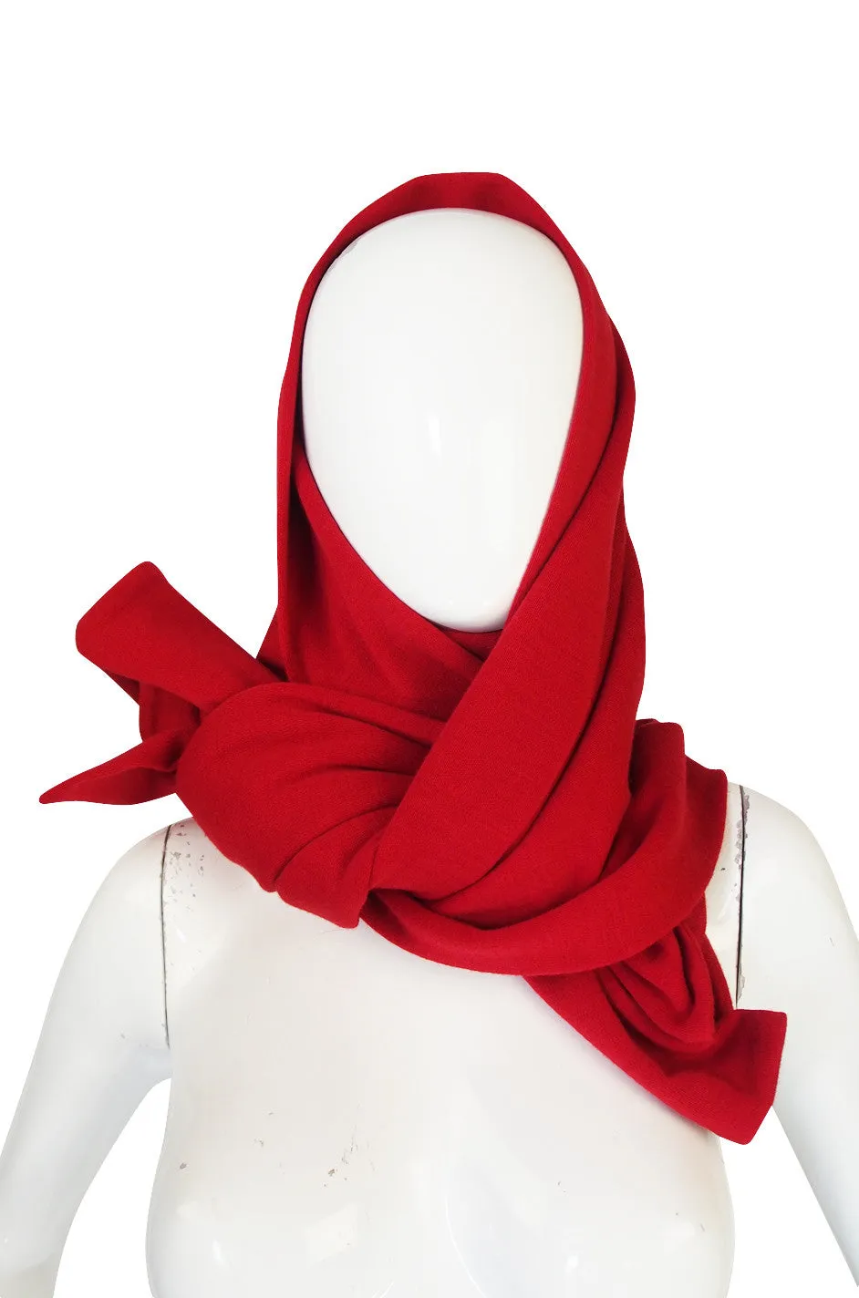 1970s Red Yves Saint Laurent Jersey Knit Scarf