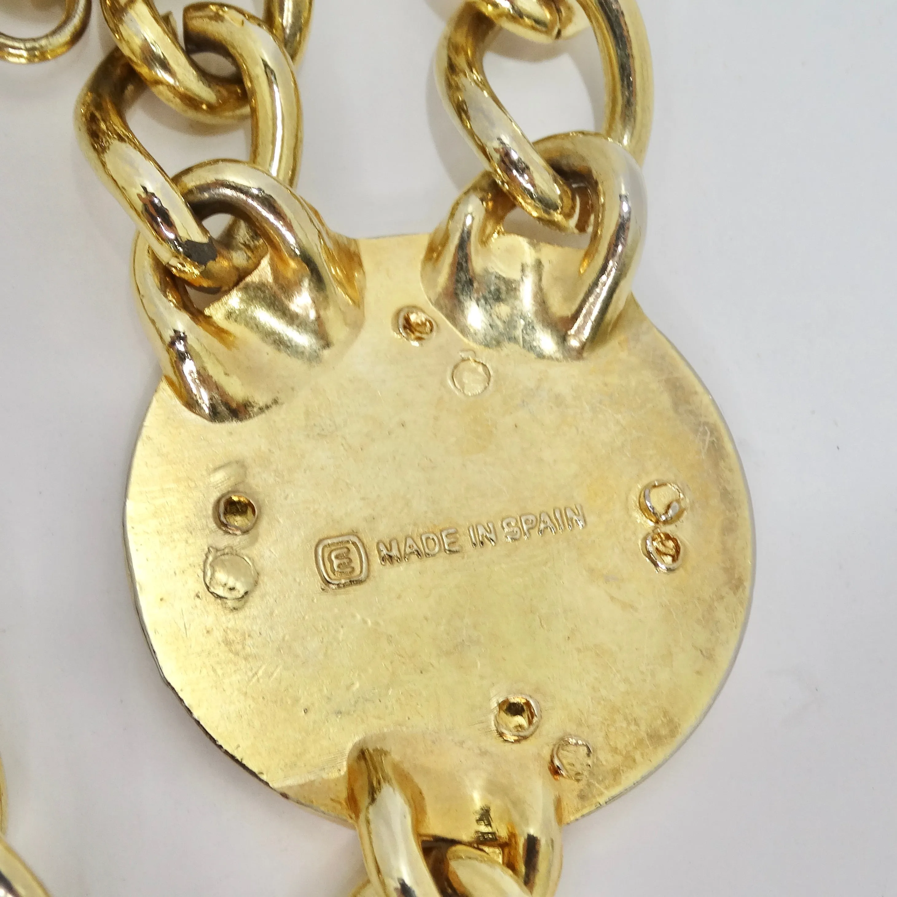 1980s Gold Tone Chain Charm Belt