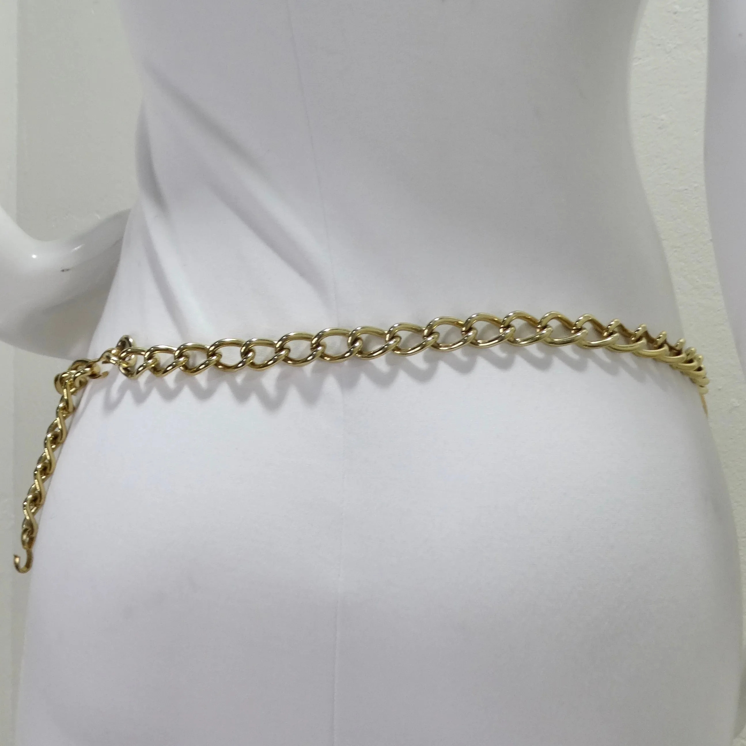 1980s Gold Tone Chain Charm Belt