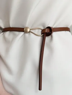 1pc Knotted Skinny Belt - Brown