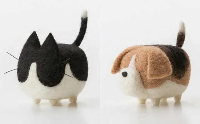 2 pcs Non-finished Accessories Felt Poke DIY No Faceless Dogs Material Package Wool Felt Poked Doll Felt Needles