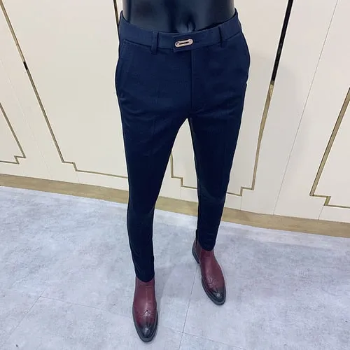 2020 Spring Formal Men's Suit Pants Fashion Casual Slim Business Dress Pants Male Wedding Party Work Trousers Plus Size 28-36
