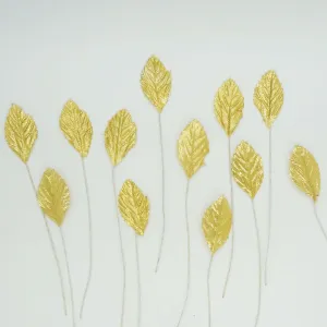 36 Synthetic 1.5" Metallic Gold Leaf Rose Leaves