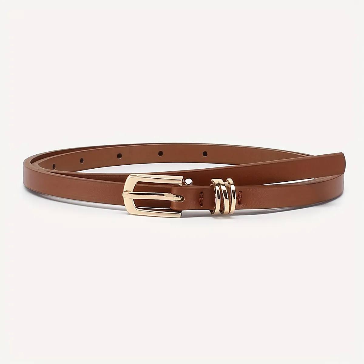 4pcs Women's Skinny Belts Casual Street Style Thin Waist Belt with Metal Buckle