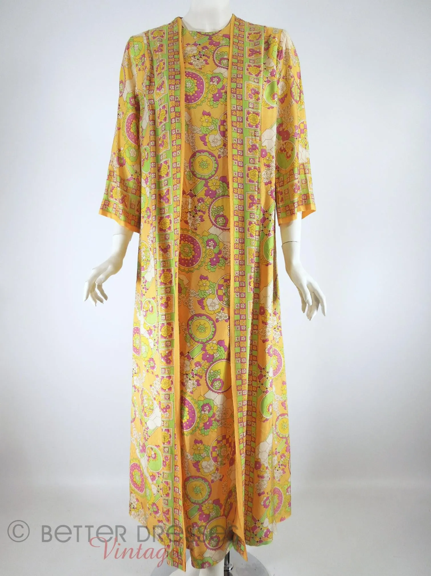 60s Psychedelic Print Caftan Robe