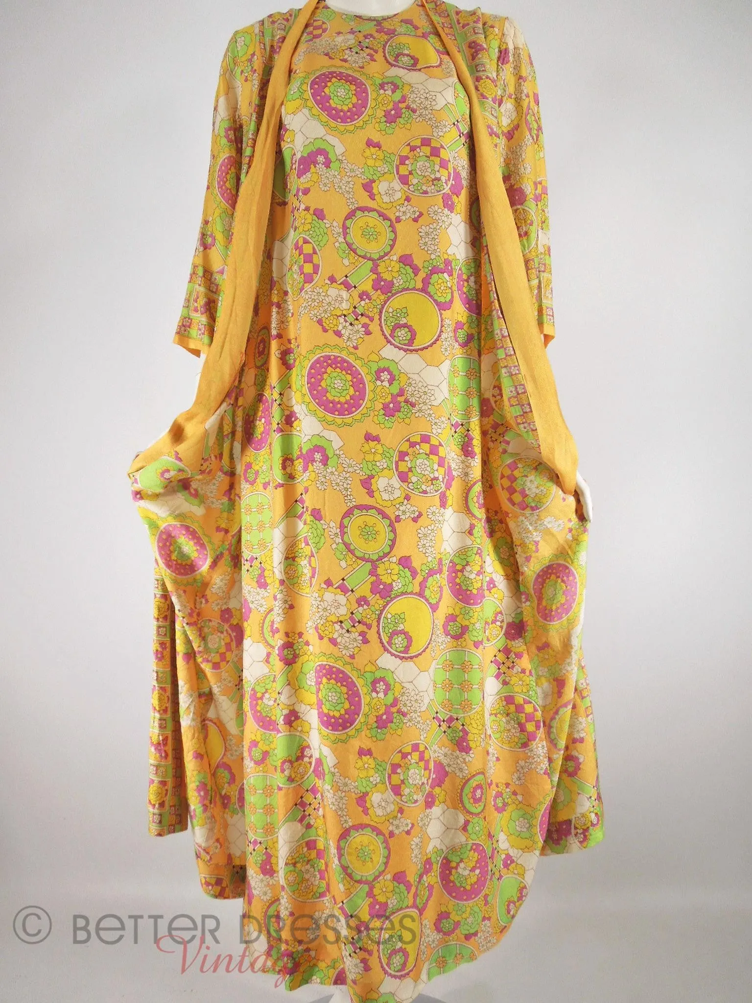 60s Psychedelic Print Caftan Robe