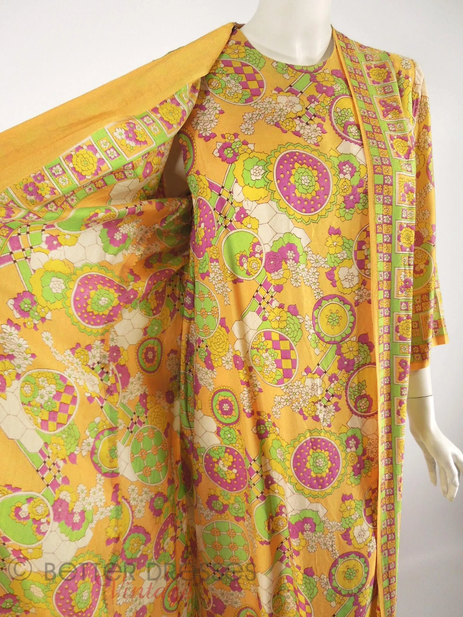60s Psychedelic Print Caftan Robe