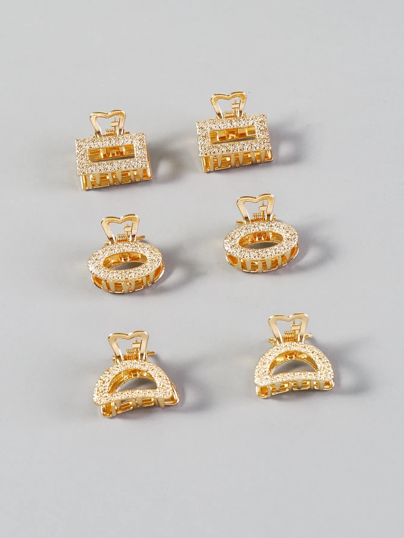 6pcs Sparkling Metallic vintage Hair Claw - Gold- FD ⚡