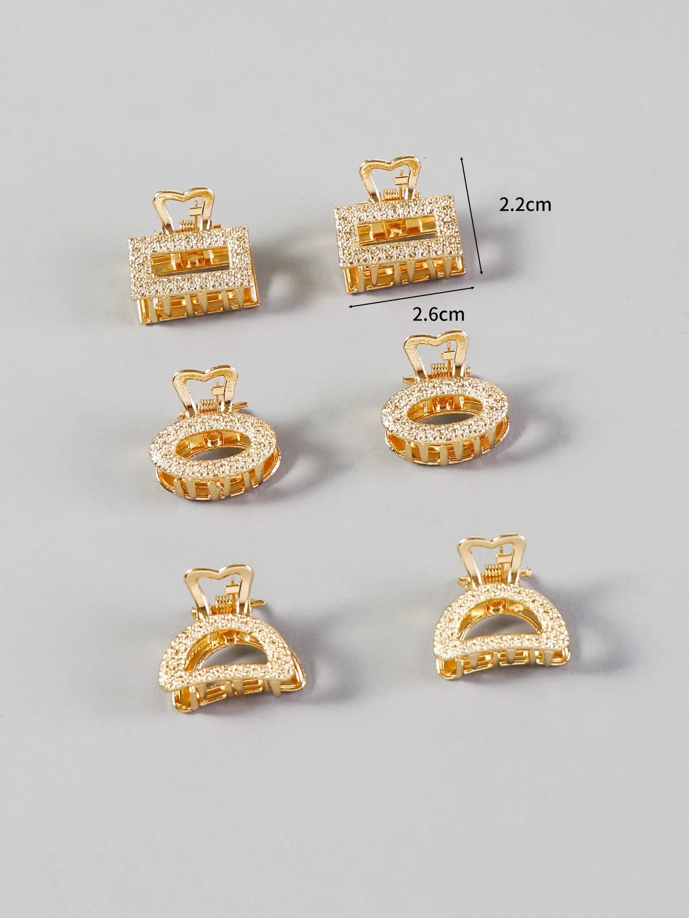 6pcs Sparkling Metallic vintage Hair Claw - Gold- FD ⚡