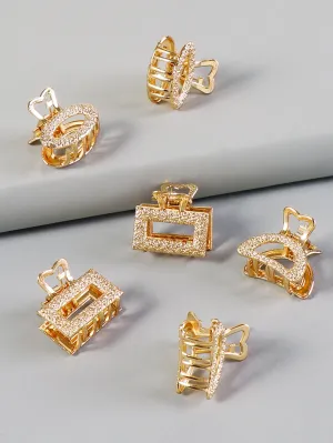 6pcs Sparkling Metallic vintage Hair Claw - Gold- FD ⚡