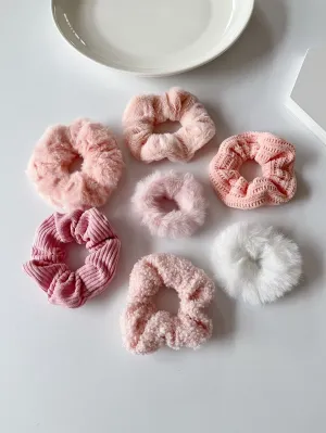 7pcs Solid Fuzzy Hair Tie - Multicolor