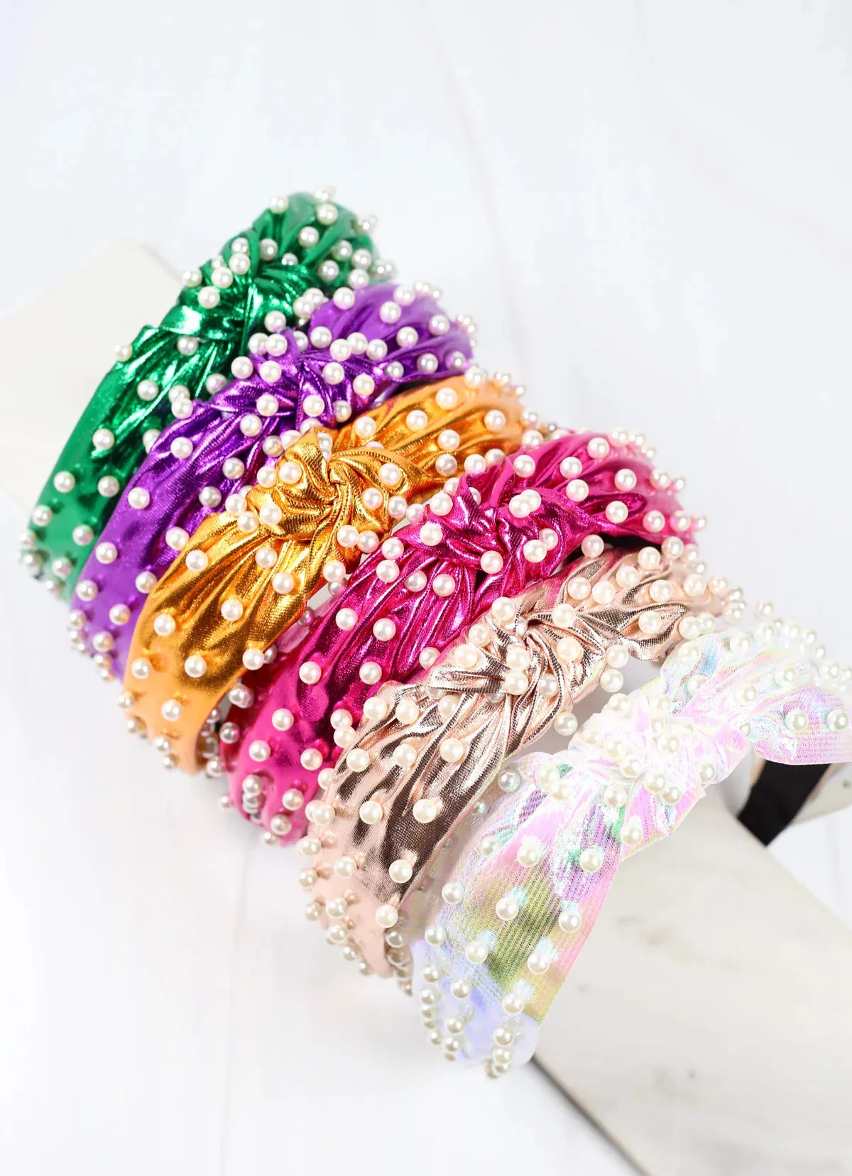 Abbie Metallic Purple Pearl Headband