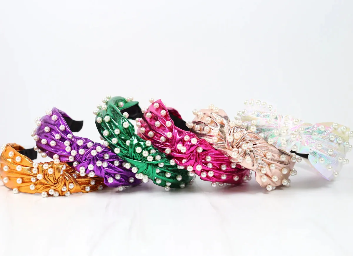 Abbie Metallic Purple Pearl Headband