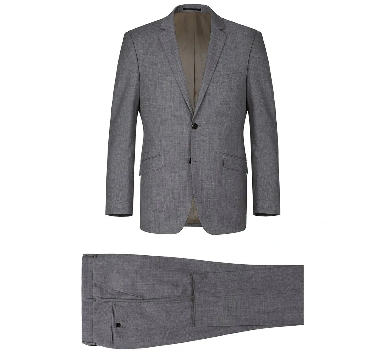 Alessandro Vitello by Renoir Dark Grey 2-Piece Slim Fit Notch Lapel Wool Suit 508-3