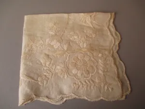 Antique Victorian Silk Bridal Handkerchief