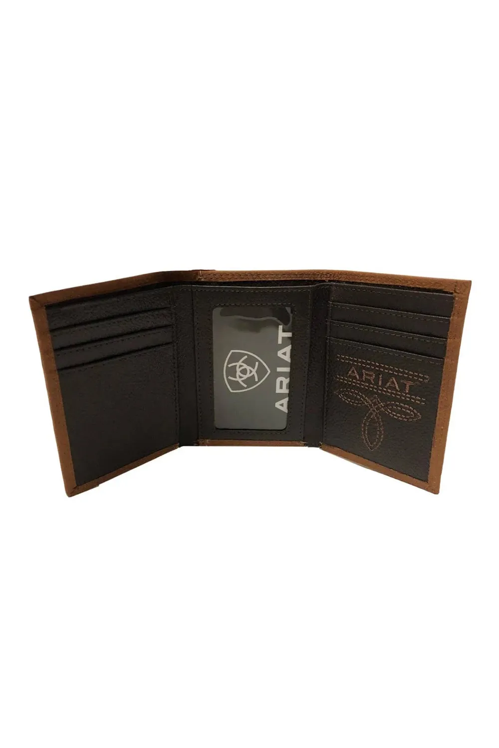 Ariat Tri-Fold Flag Embroidered Wallet in Brown | A3548444-BROWN