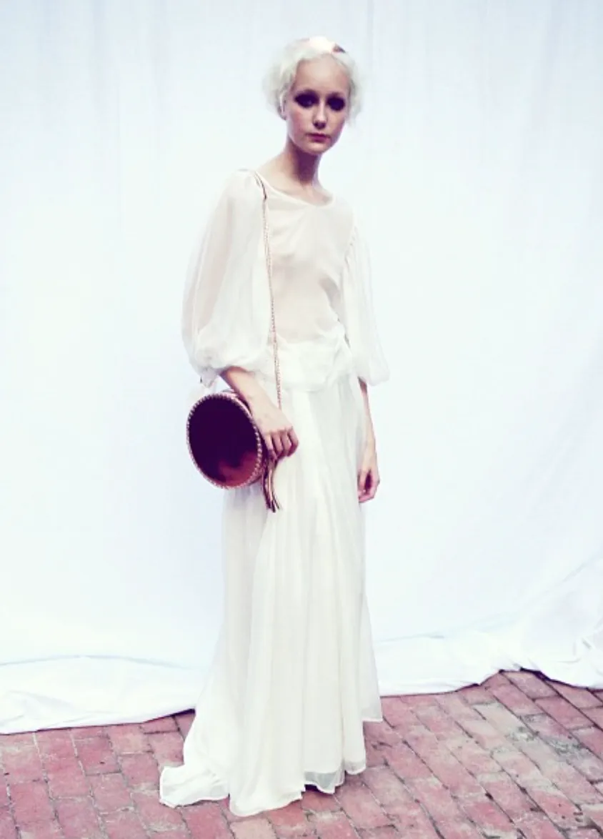 Aries Puff Sleeve Blouse & Long Train Skirt
