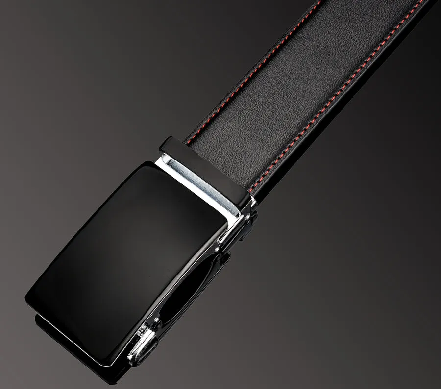 ARTHUR - Genuine Leather Ratchet Belt for Men - Automatic Buckle, No holes - Black, 35 mm