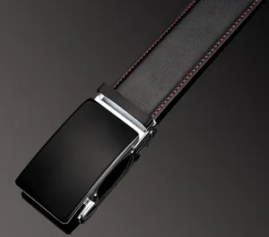 ARTHUR - Genuine Leather Ratchet Belt for Men - Automatic Buckle, No holes - Black, 35 mm