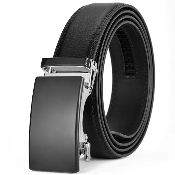 ARTHUR - Genuine Leather Ratchet Belt for Men - Automatic Buckle, No holes - Black, 35 mm
