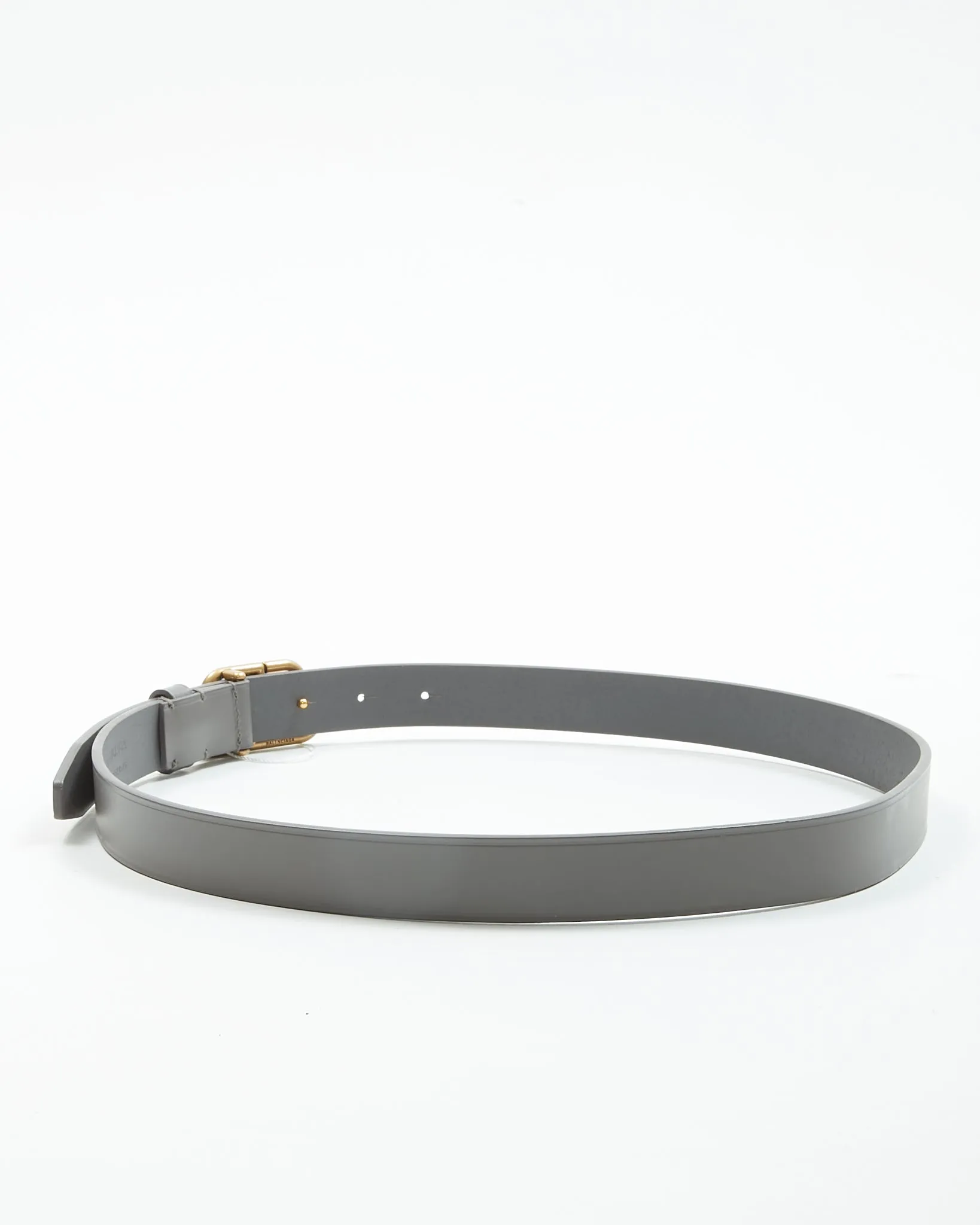 Balenciaga Grey Leather Logo Thin Belt - 85