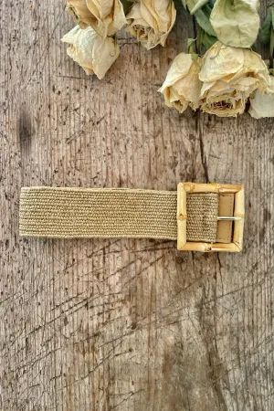 Bamboo Square Stretch Belt - Beige