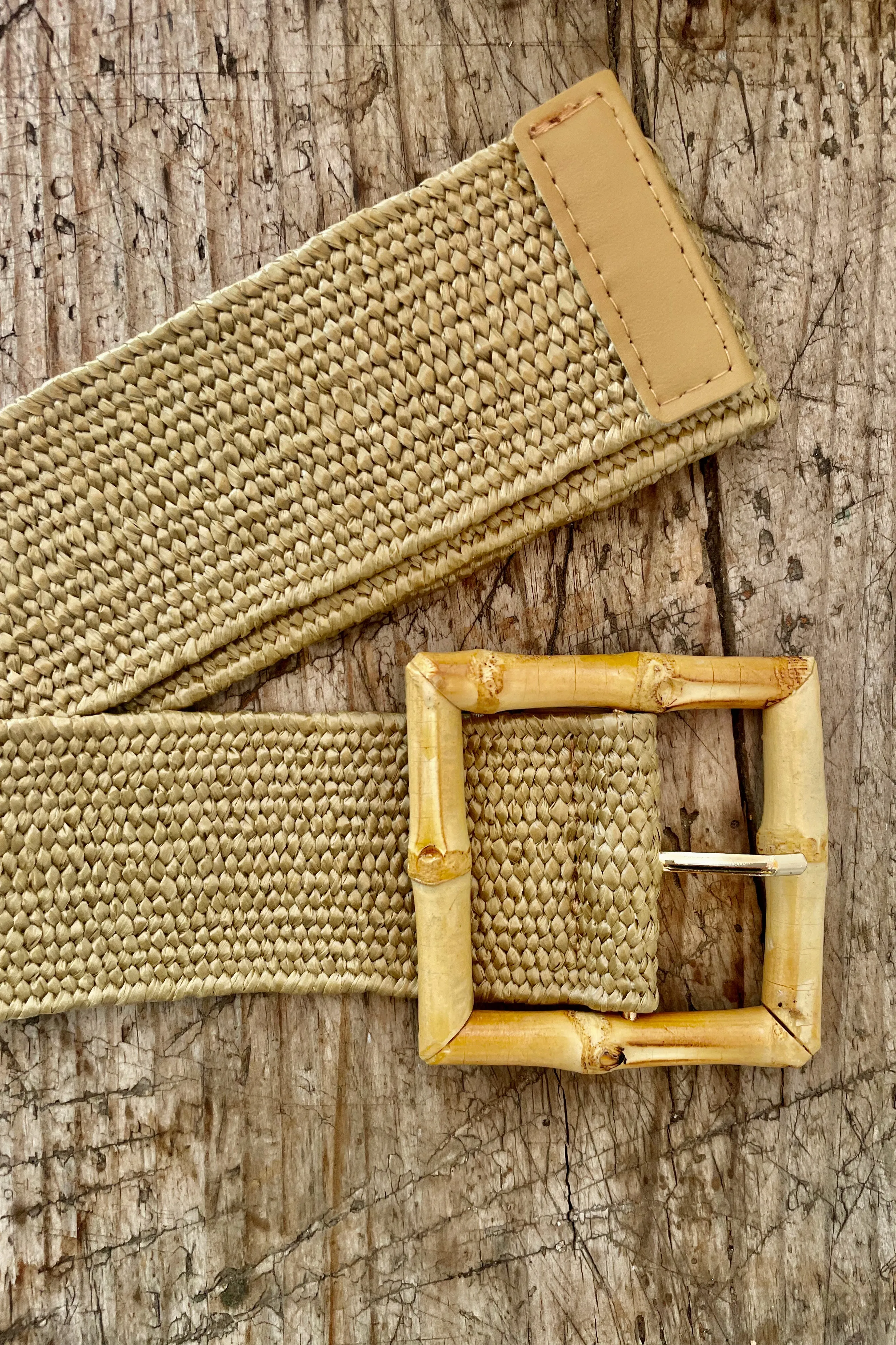 Bamboo Square Stretch Belt - Beige
