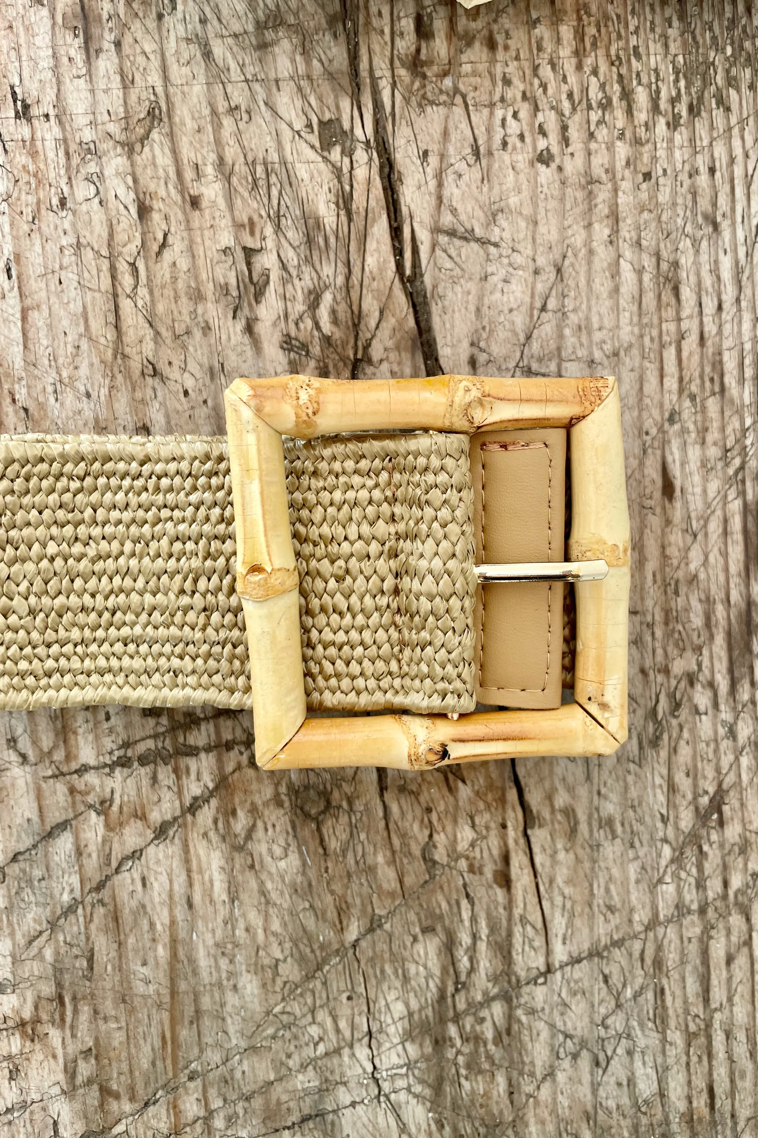 Bamboo Square Stretch Belt - Beige