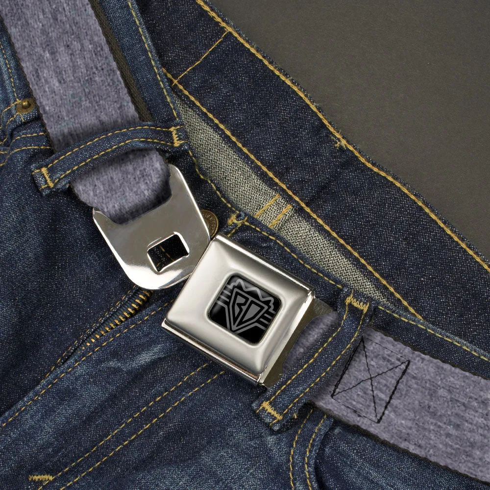 BD Wings Logo CLOSE-UP Black/Silver Seatbelt Belt - Heather Grays Webbing
