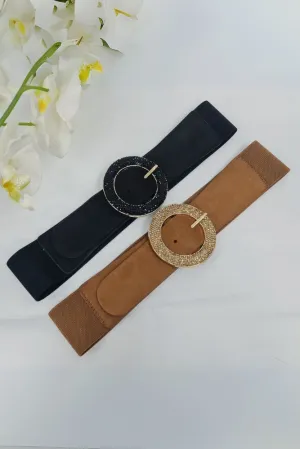 Beaded Circle Buckle Elasticated Belt
