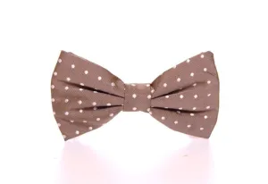 Beige Polka Dot Silk Made in Italy Bowtie Tie