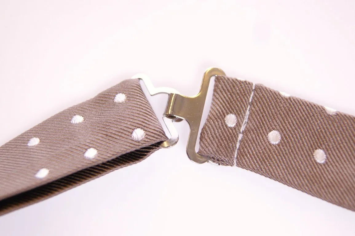 Beige Polka Dot Silk Made in Italy Bowtie Tie