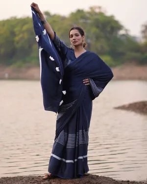Bhoomi Blockprinted Modal Silk Saree - Jaisal