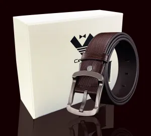 Black Anti Scratch Mens Stainless Steel Designer Buckle Belt - Perfect Leather Dress Belt