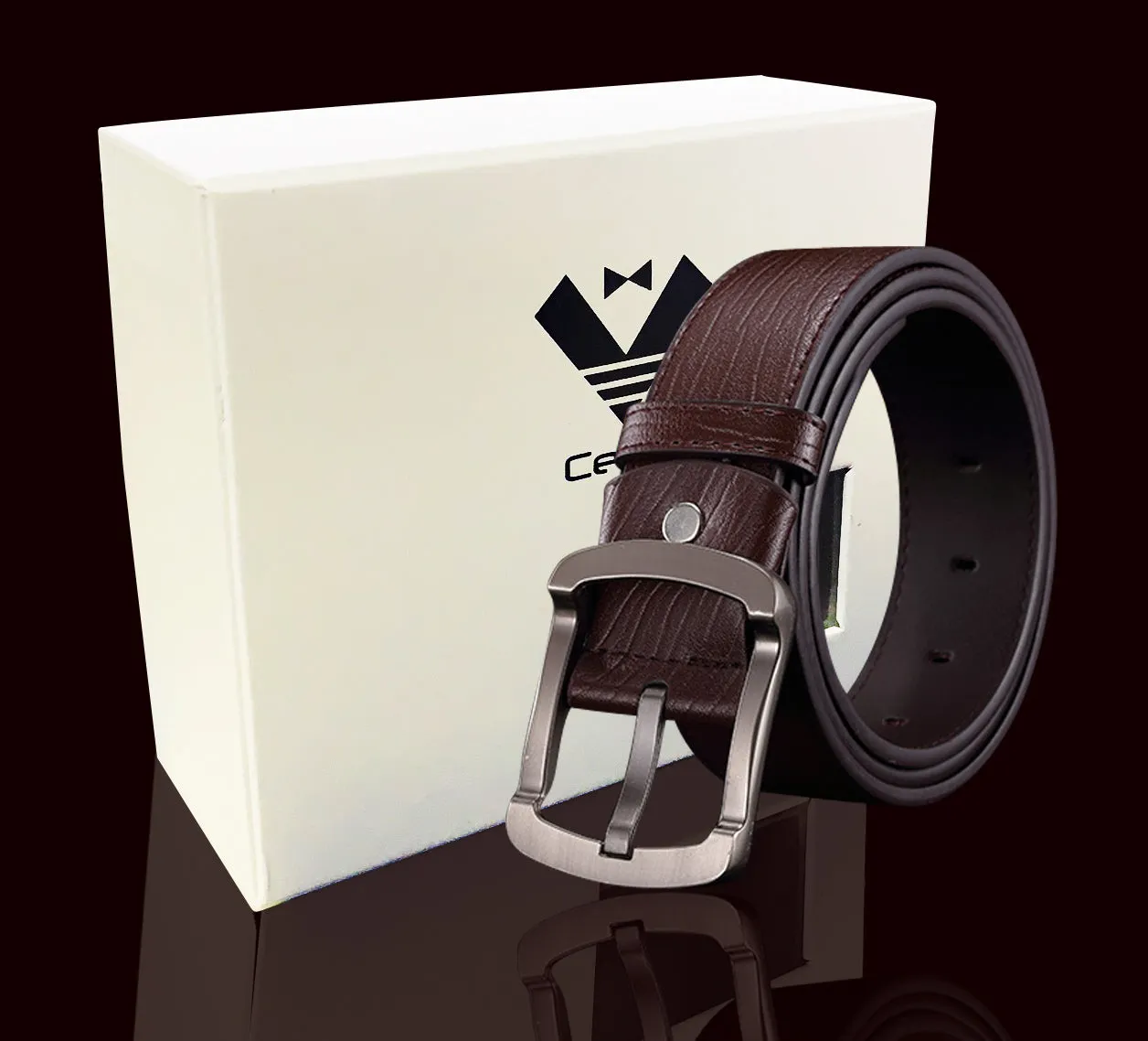 Black Anti Scratch Mens Stainless Steel Designer Buckle Belt - Perfect Leather Dress Belt