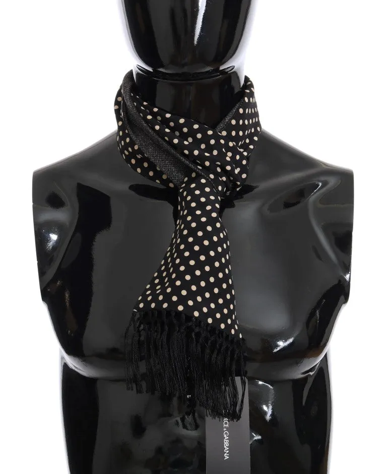 Black Beige Wool Silk Scarf