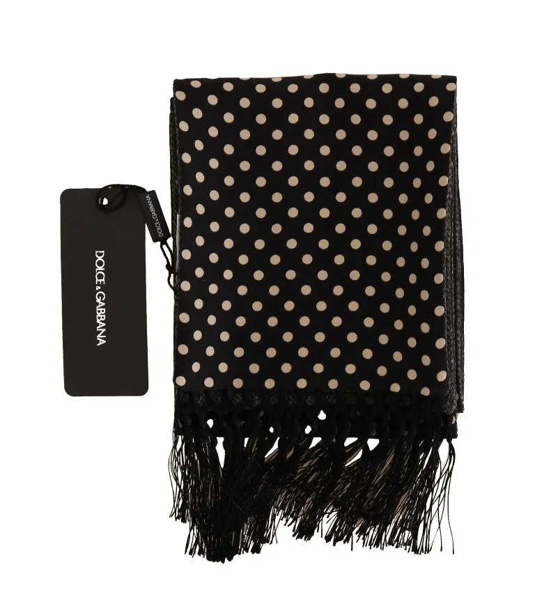 Black Beige Wool Silk Scarf