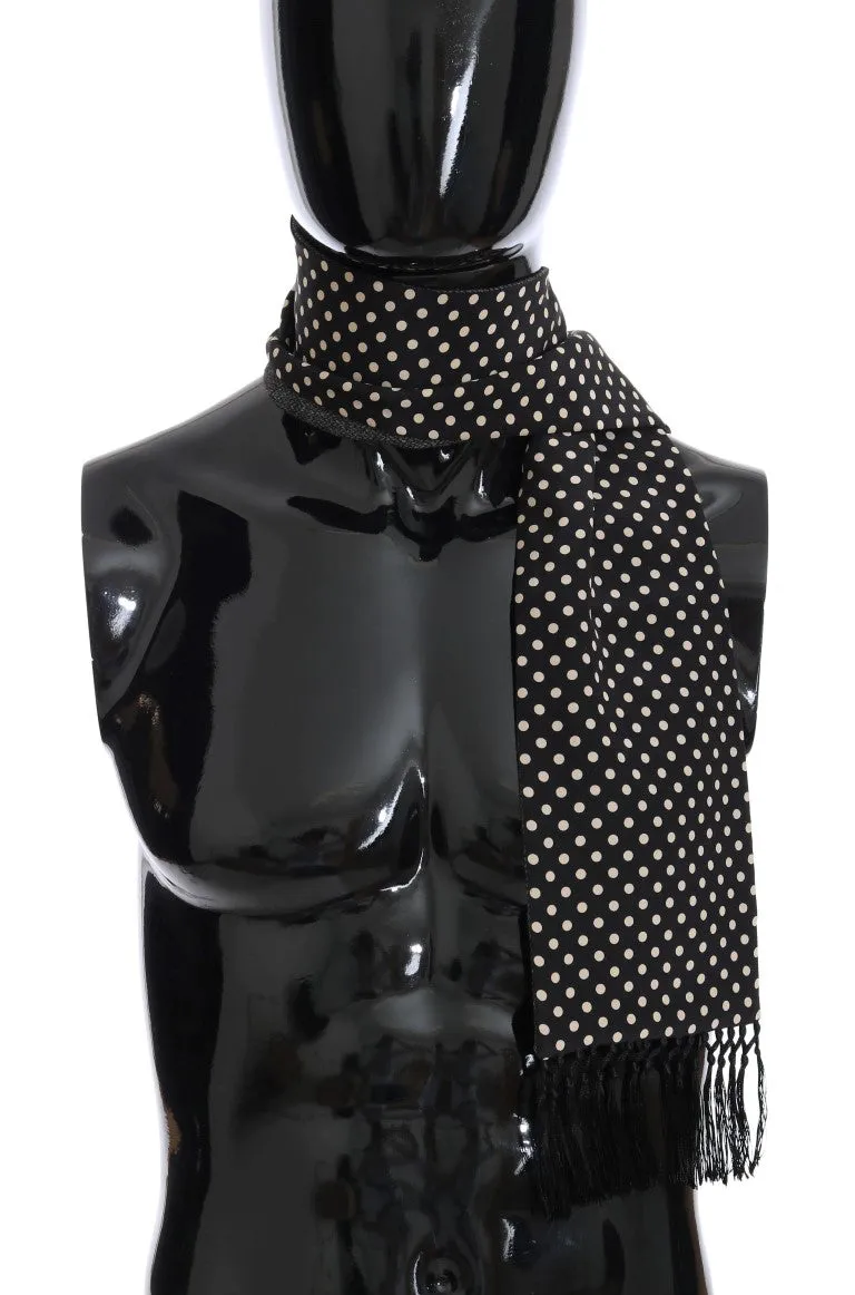 Black Beige Wool Silk Scarf