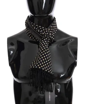 Black Beige Wool Silk Scarf