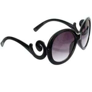 Black Designer Inspired Round Swirl Sunglasses