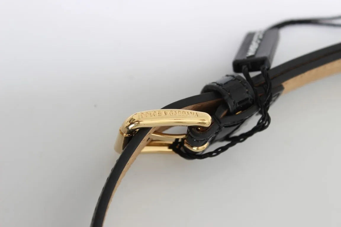 Black Leather Yellow Crystal Belt