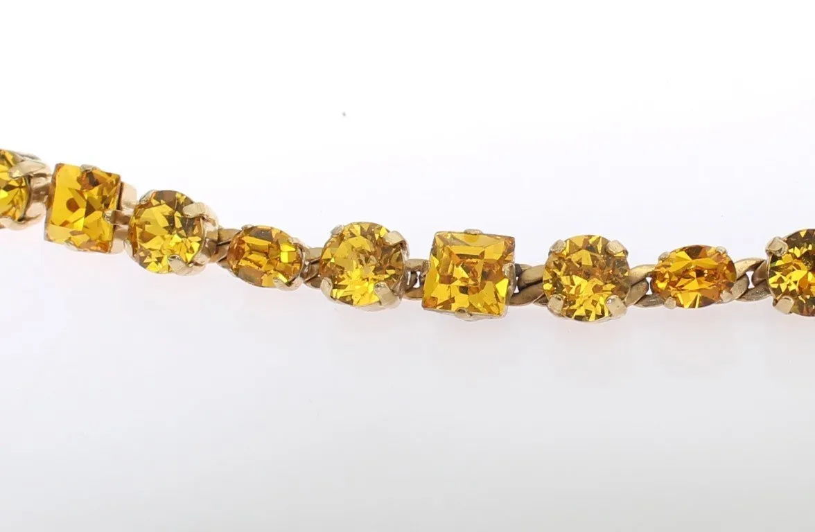 Black Leather Yellow Crystal Belt