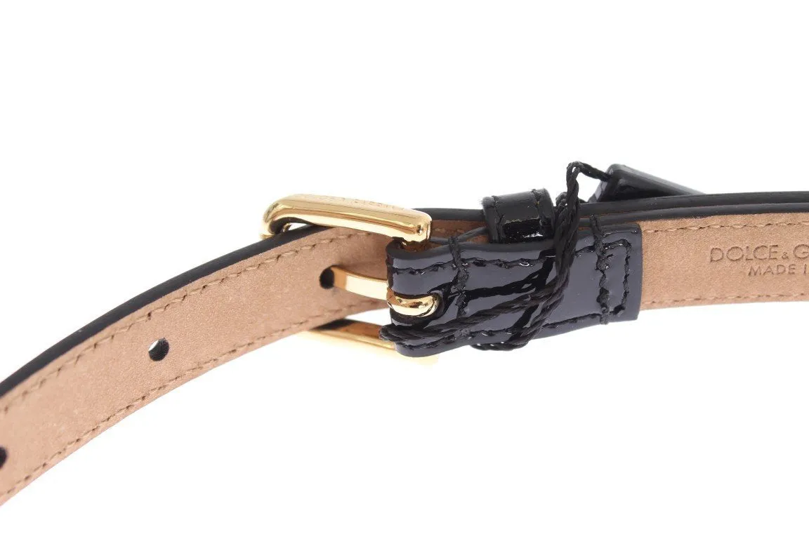 Black Leather Yellow Crystal Belt