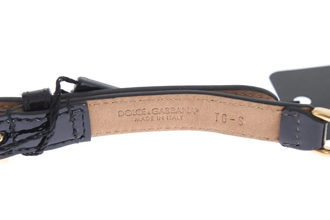 Black Leather Yellow Crystal Belt